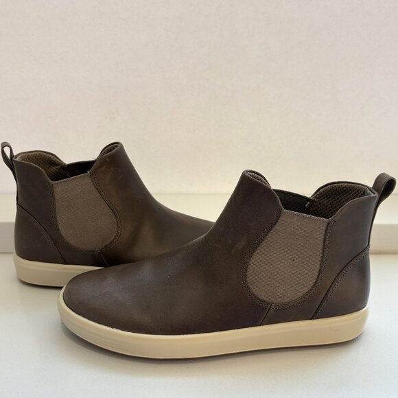 Ecco Soft 7 Chelsea Booties Leather Boots Taupe Size 40 US 9 - 9.5 NEW - Picture 2 of 8